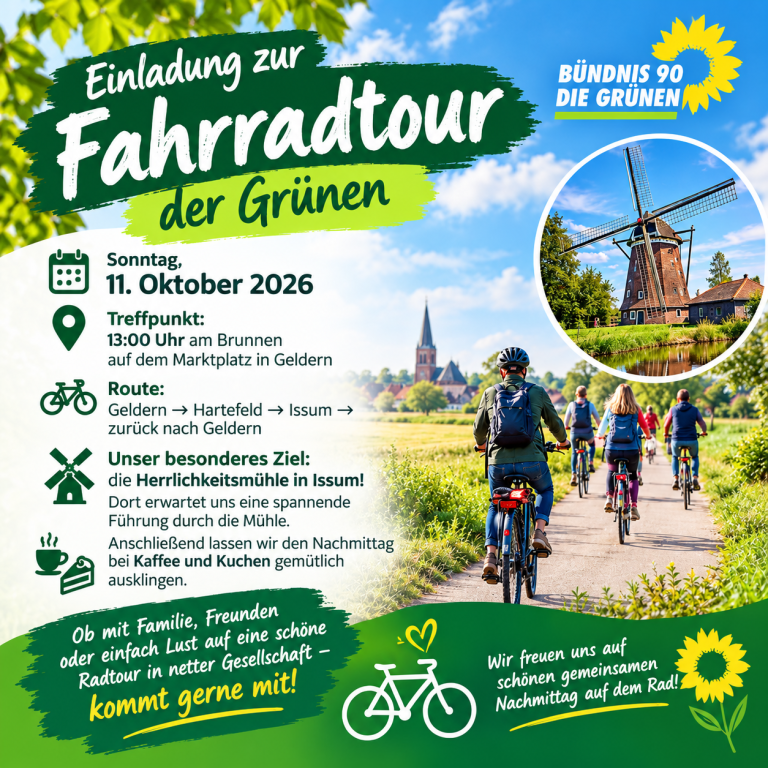 Auf den Sattel, fertig, los: Grüne Fahrradtour am 11. Oktober 2026